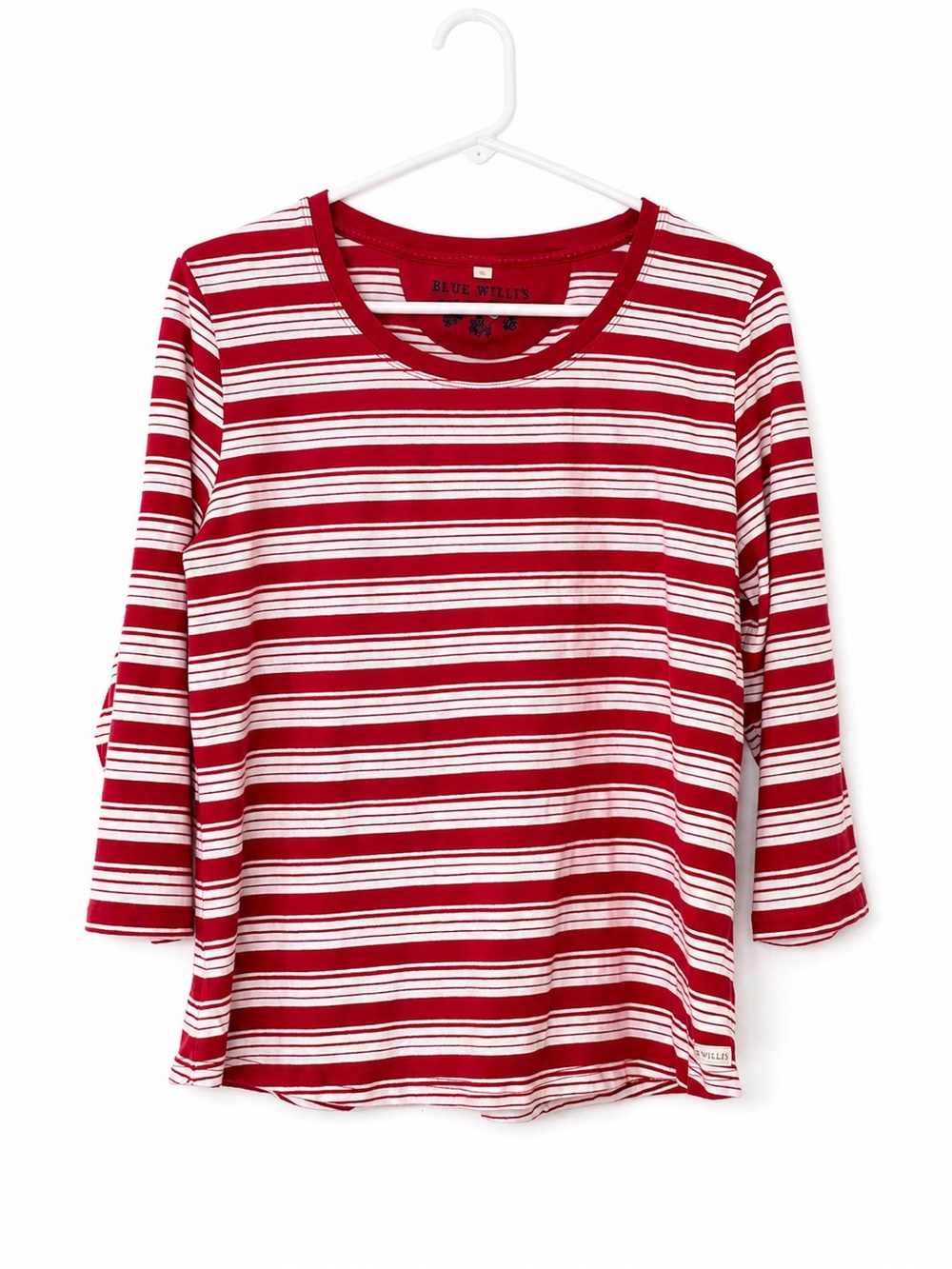 Blue Willi’s Women’s XL Red White Stripe Cotton Lycra Scoop Neck Top